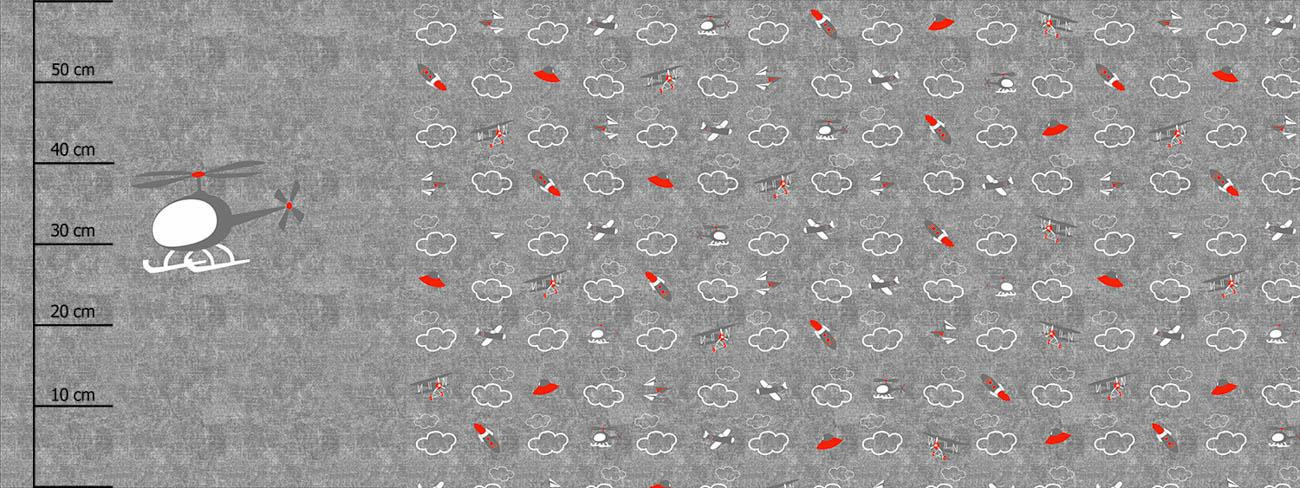 HELICOPTER (PLANES) / ACID WASH GREY - PANORAMIC PANEL (60 x 155cm)