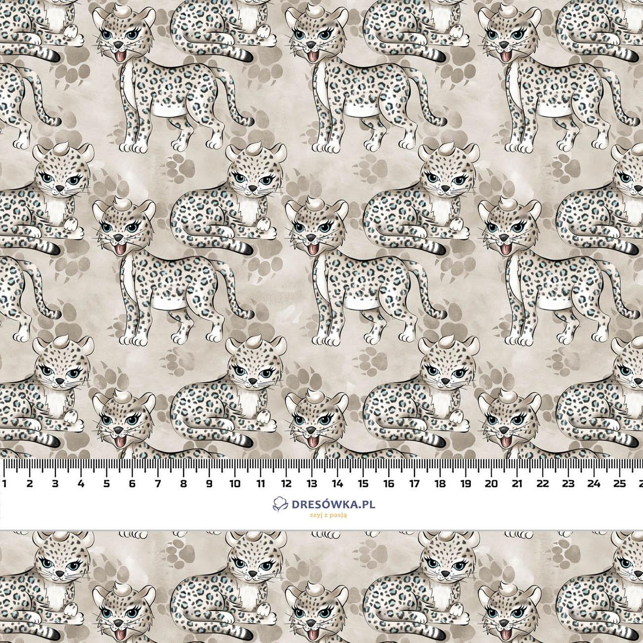 LEOPARD / paw prints (SNOW LEOPARDS) - looped knit fabric