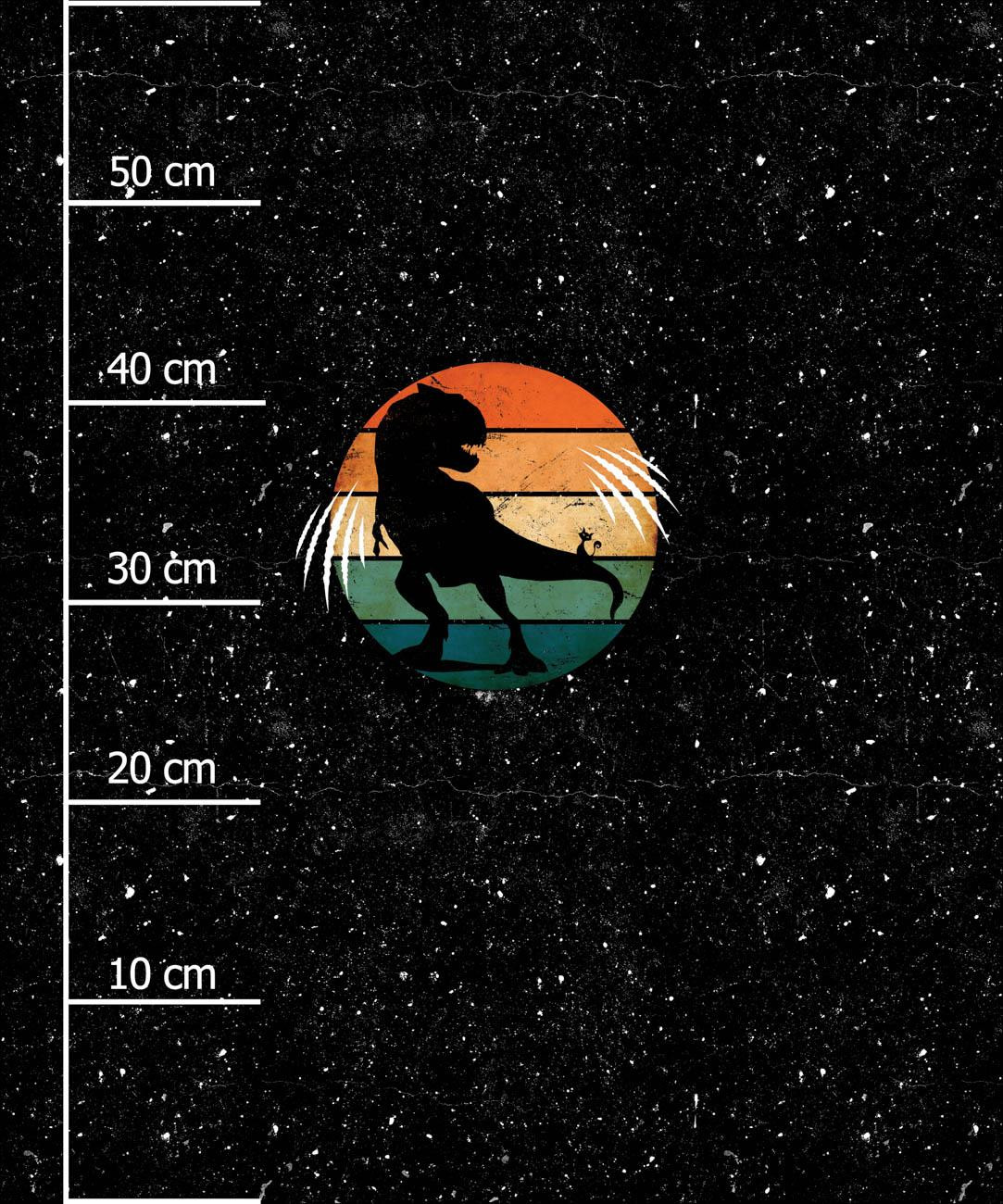 TYRANNOSAURUS / black -  PANEL (60cm x 50cm) looped knit fabric with elastane ITY