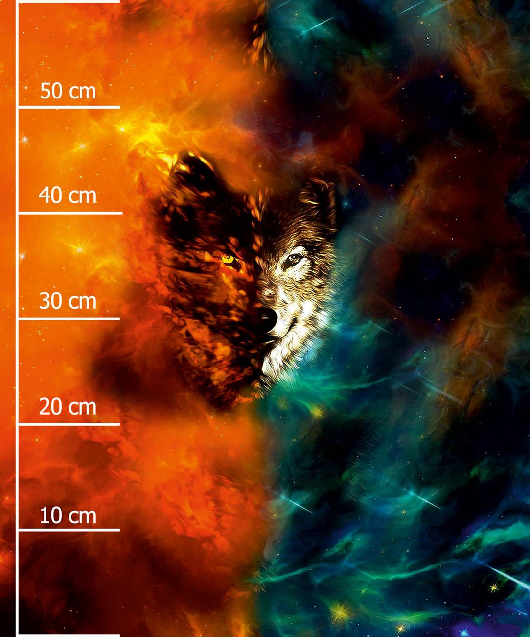 WOLF / galaxy -  PANEL (60cm x 50cm) SINGLE JERSEY ITY