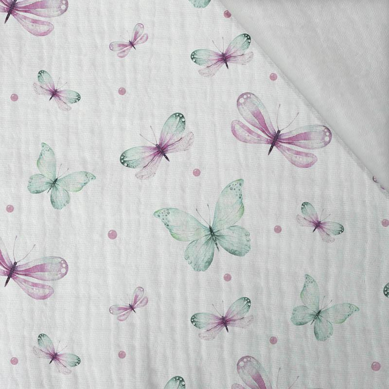 140cm BUTTERFLIES PAT. 3 (WATER-COLOR BUTTERFLIES) - Cotton muslin