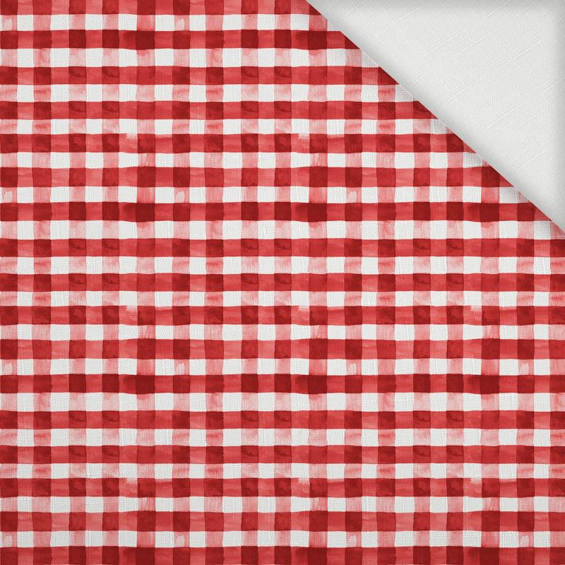 MINI VICHY GRID / red (CHECK AND ROSES) - Woven Fabric for tablecloths