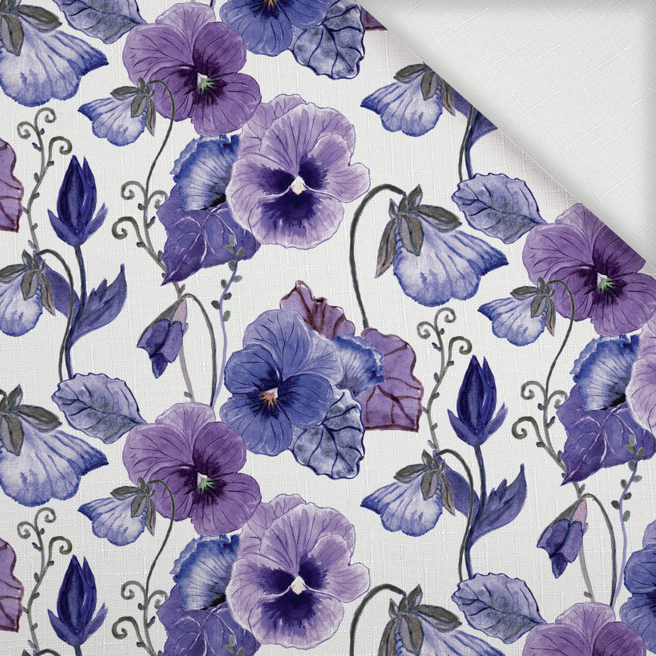 PANSIES (BLOOMING MEADOW) (Very Peri) - Woven Fabric for tablecloths