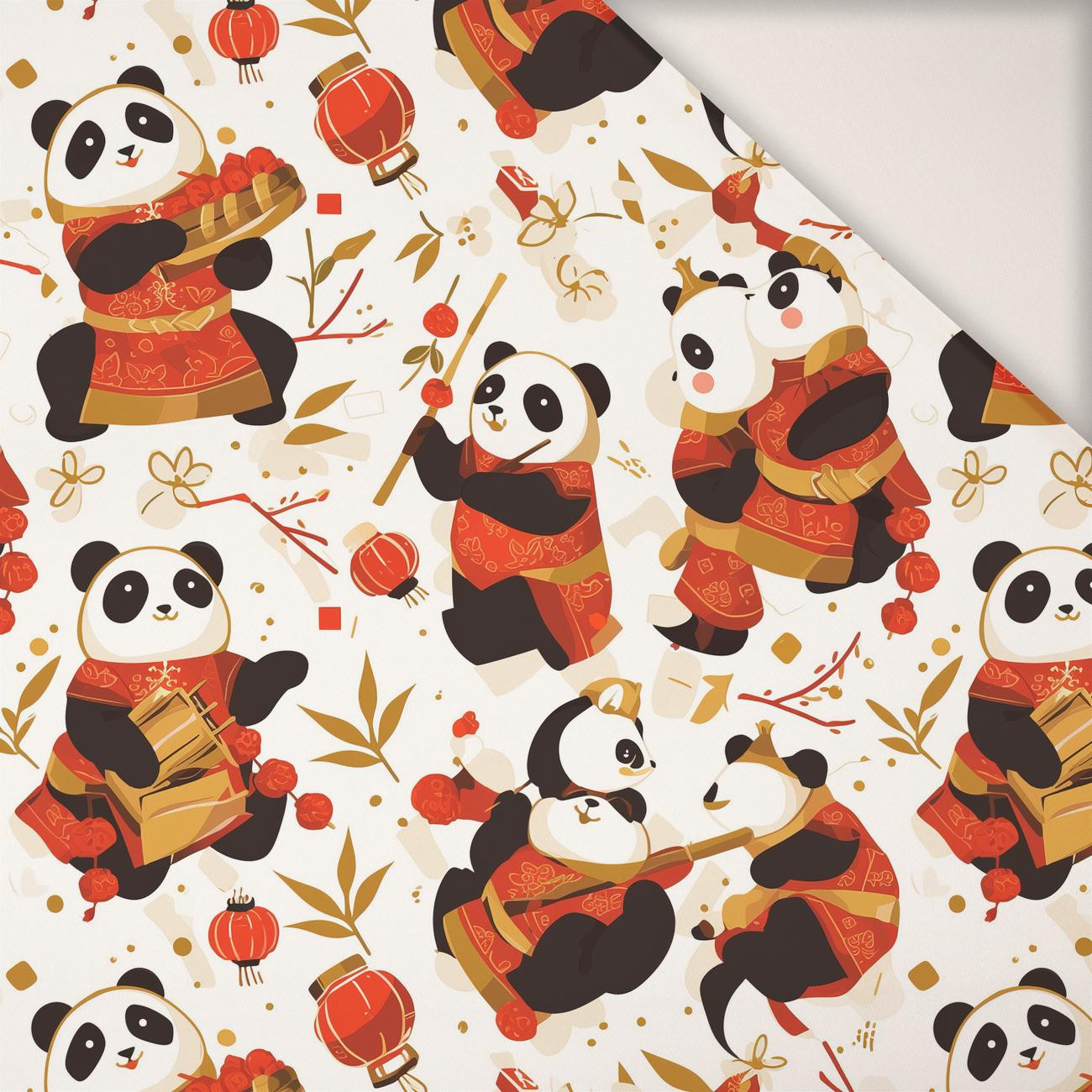 CHINESE PANDAS - PERKAL Cotton fabric