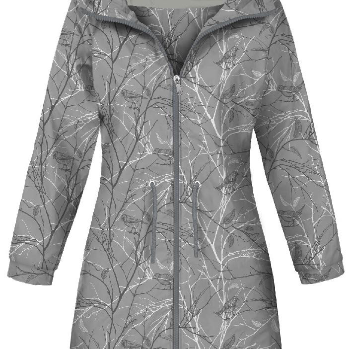 WOMEN'S PARKA (ANNA) - BIRDS (GREY) - softshell