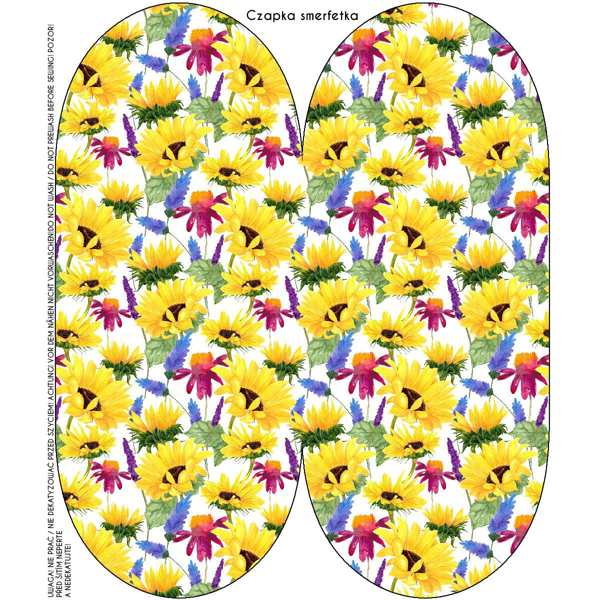"Beanie" cap - SUNFLOWERS pat. 4 (BLOOMING MEADOW) / Choice of sizes