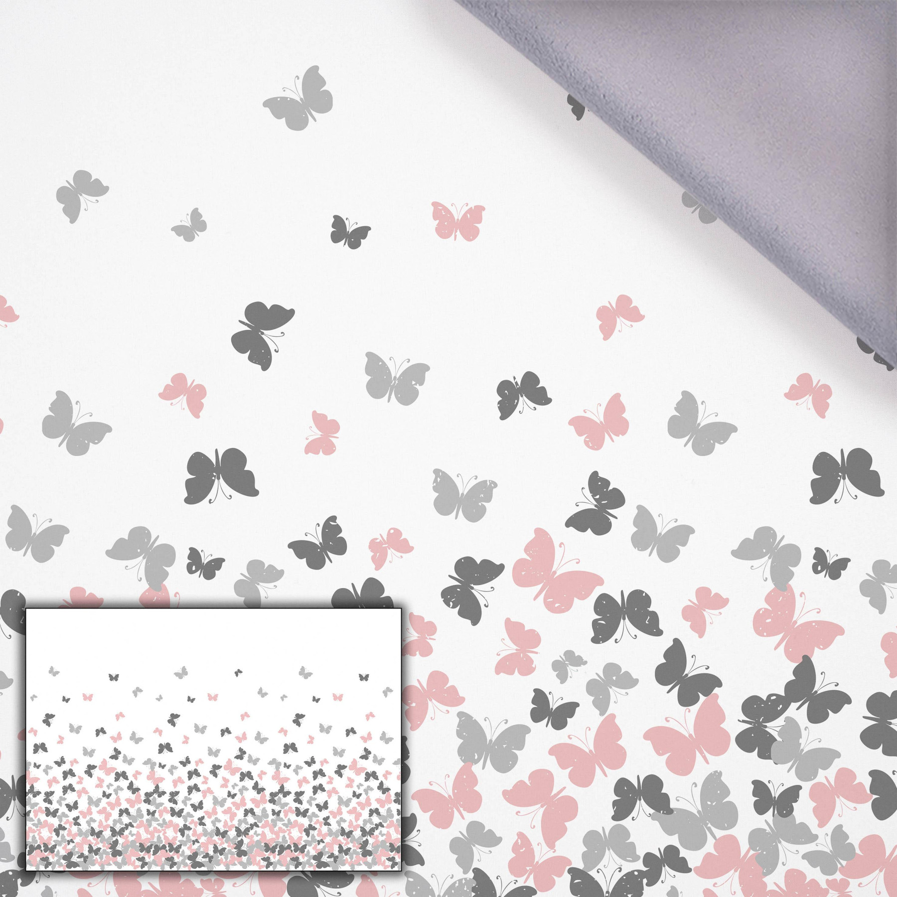 BUTTERFLIES PINK - panel Single jersey with elastane 