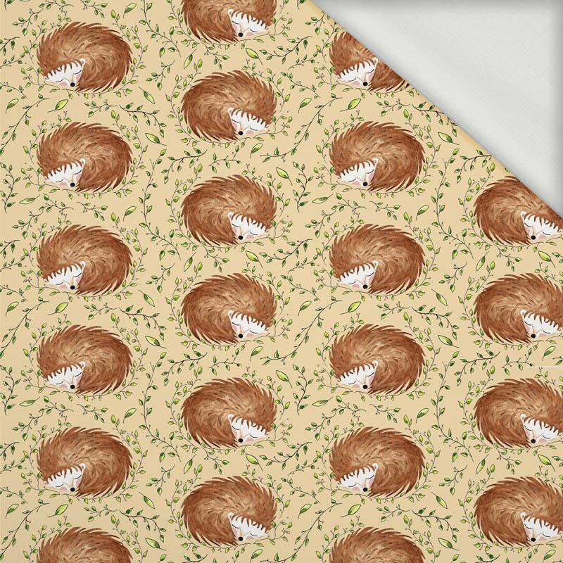 50cm SLEEPING HEDGEHOGS (SLEEPING ANIMALS) / sand  - organic looped knit fabric