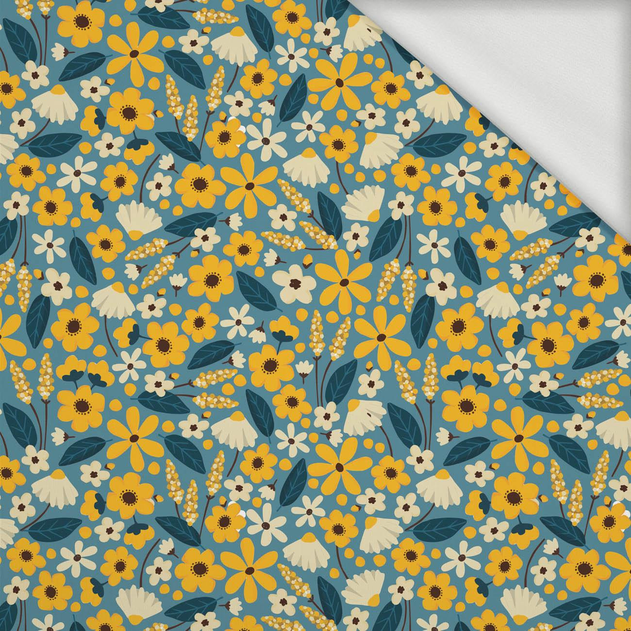 SMALL FLOWERS pat. 2 / blue - looped knit fabric