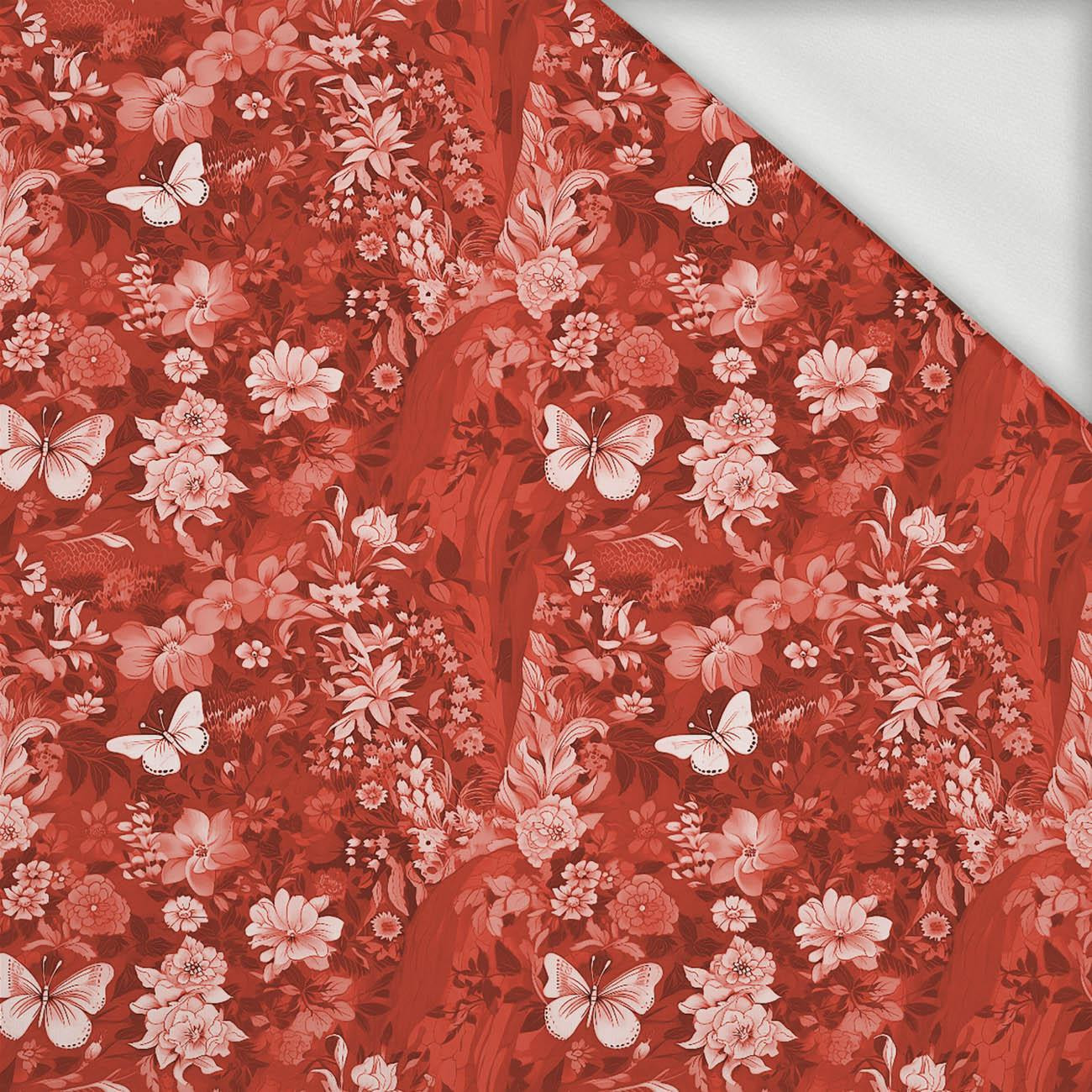 LUSCIOUS RED / FLOWERS - looped knit fabric