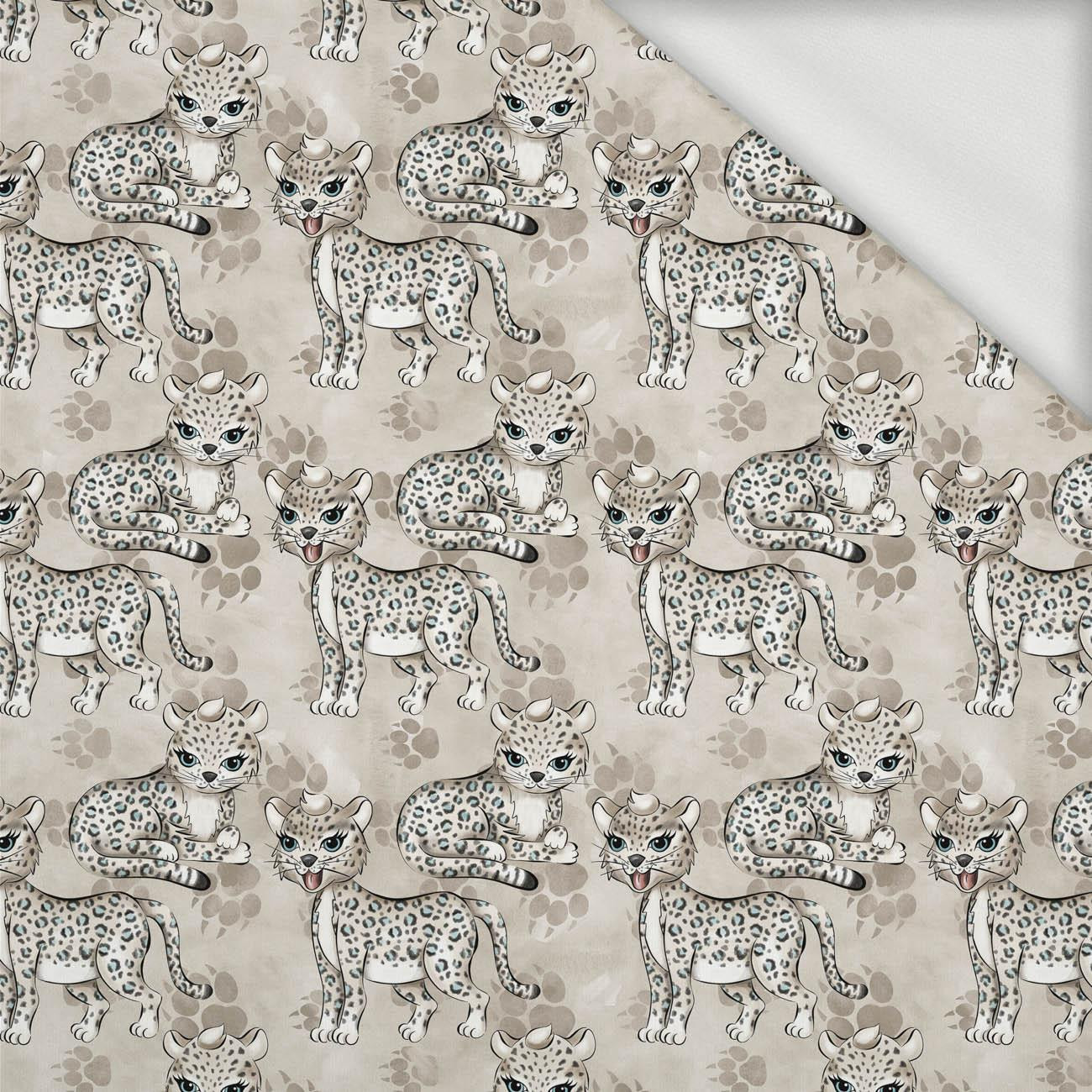 LEOPARD / paw prints (SNOW LEOPARDS) - looped knit fabric