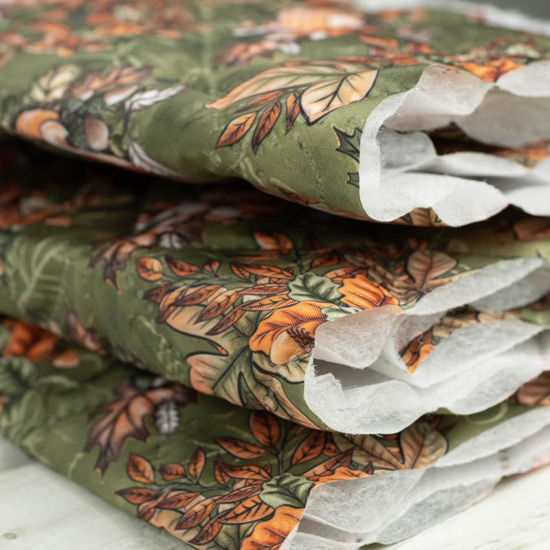 SQUIRRELS MIX (AUTUMN IN THE FOREST) - Quilted nylon fabric 