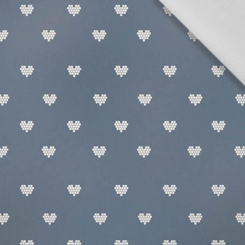 HEARTS / (acid) dark blue (NORWEGIAN PATTERNS)  - Cotton woven fabric