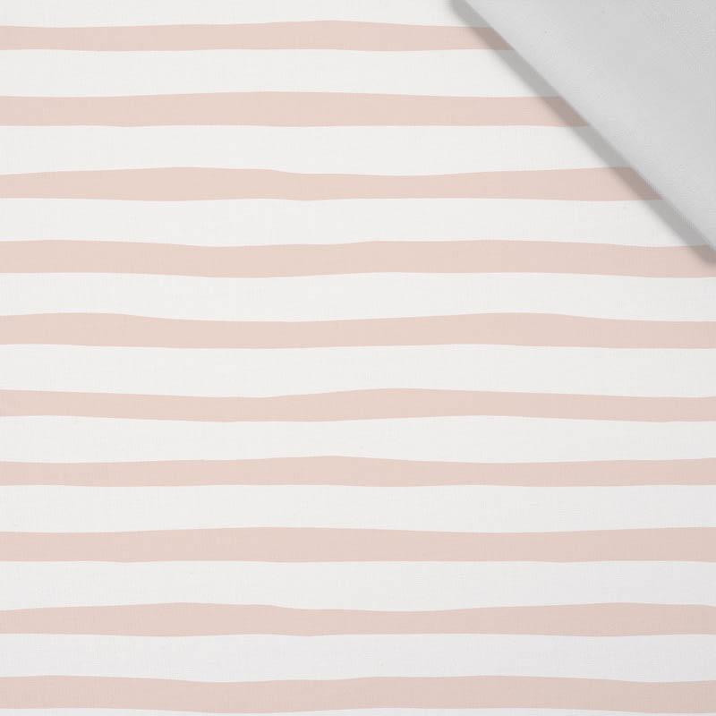 STRIPES - ECRU AND LIGHT PINK (BIRDS IN LOVE) - Cotton woven fabric