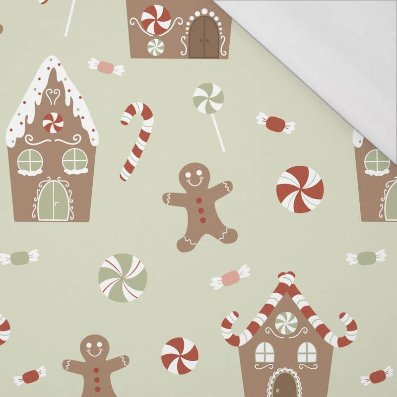 GINGERBREAD HOUSE (CHRISTMAS GINGERBREAD) / PISTACHIO - single jersey with elastane 