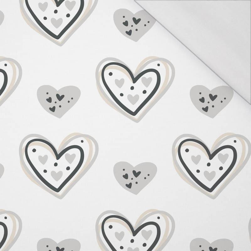 HEARTS (CONTOUR) pat. 3 / white (RAINBOWS AND HEARTS) - single jersey with elastane 
