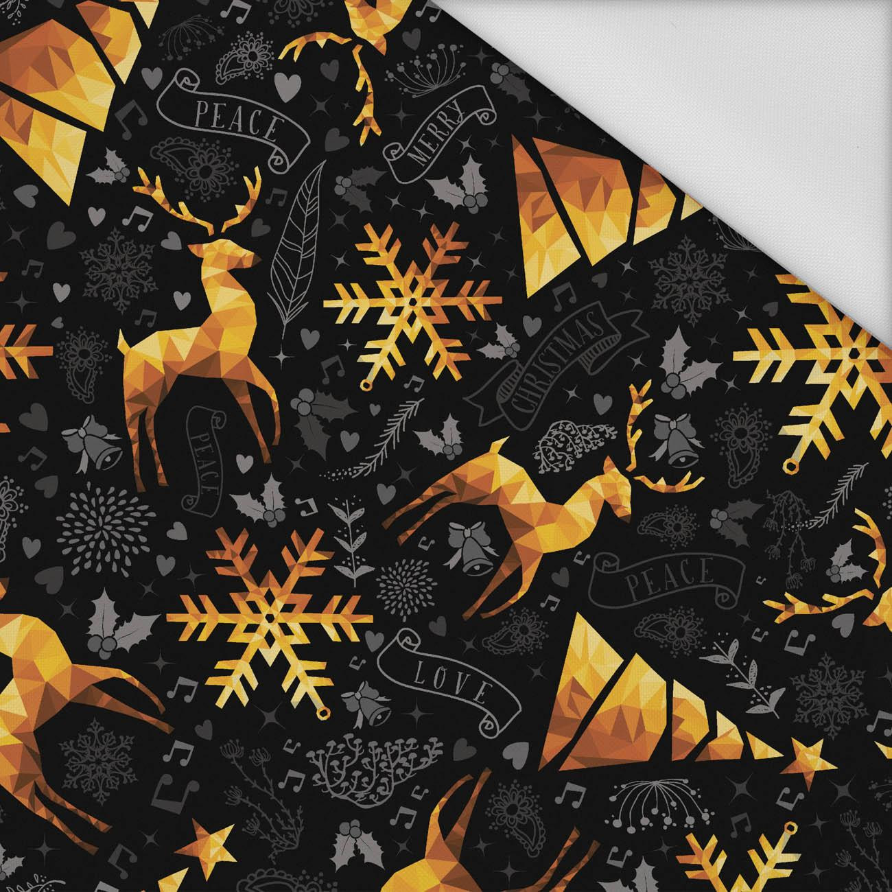 GOLDEN DEERS / black - Waterproof woven fabric