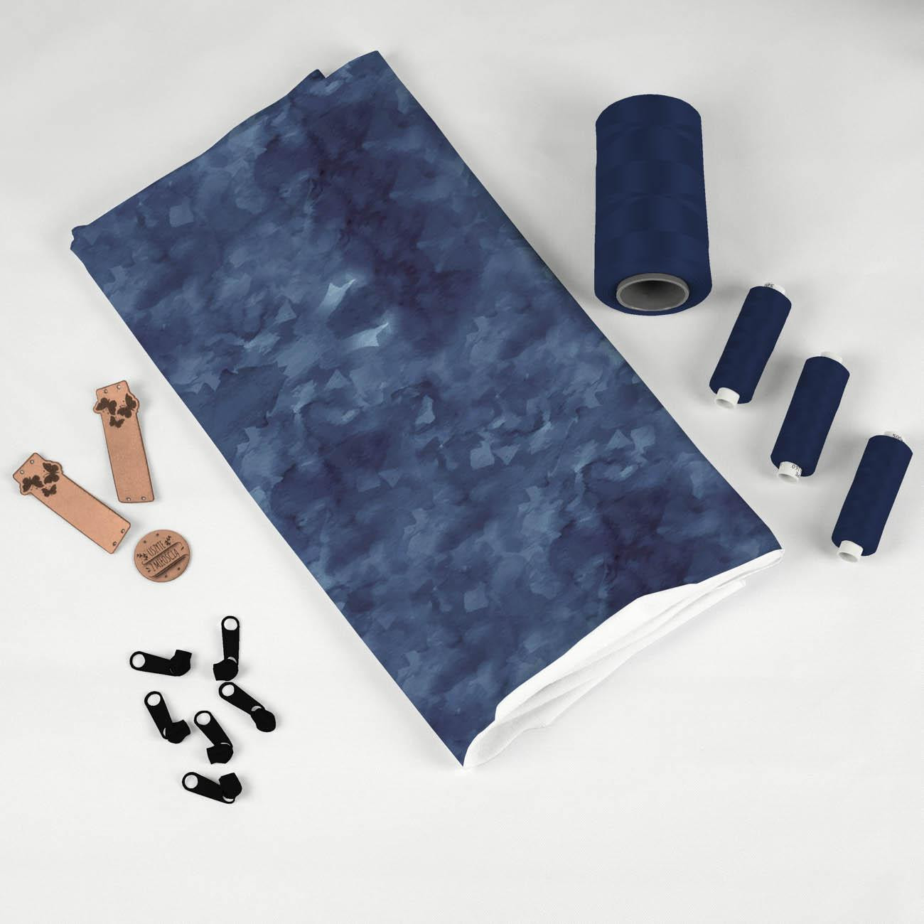 CAMOUFLAGE pat. 2 / dark blue - looped knit fabric