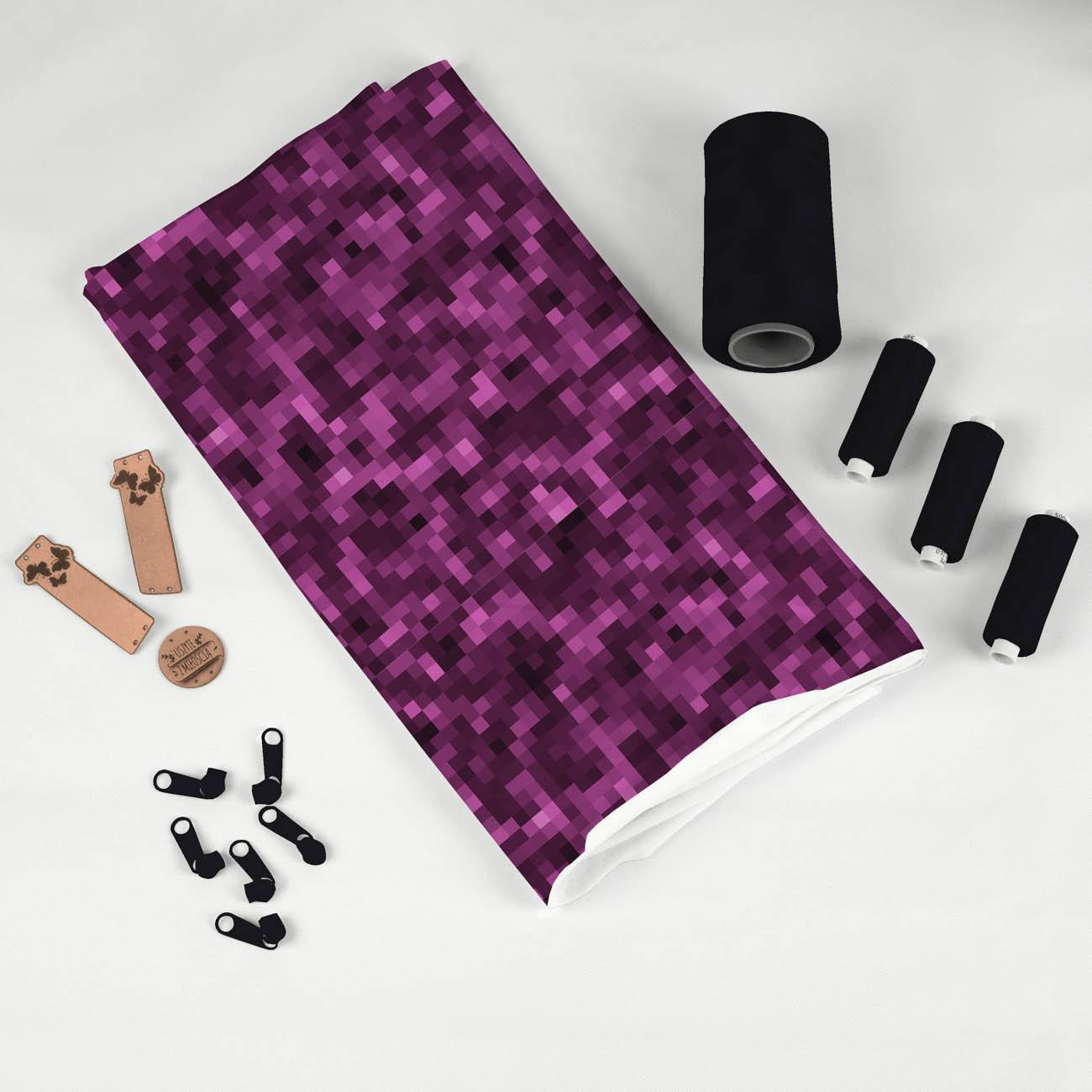PIXELS pat. 2 / purple  - looped knit fabric
