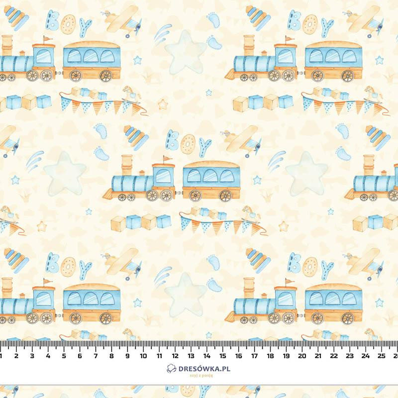 LOCOMOTIVES / garland / ecru (CHILDREN'S TOYS) - Waterproof woven fabric