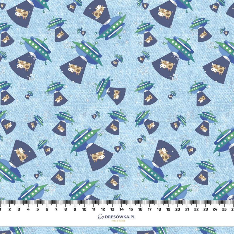 COWS IN THE SPACE (SPACE EXPEDITION) / ACID WASH LIGHT BLUE - looped knit fabric