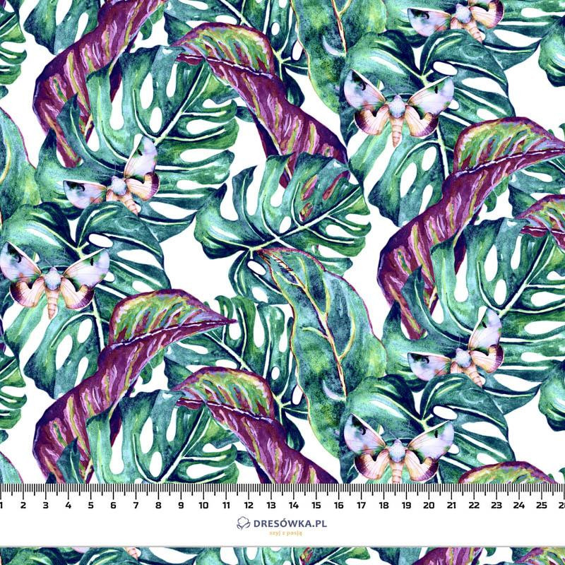 50CM MINI LEAVES AND INSECTS PAT. 5 (TROPICAL NATURE) / white - Viscose jersey