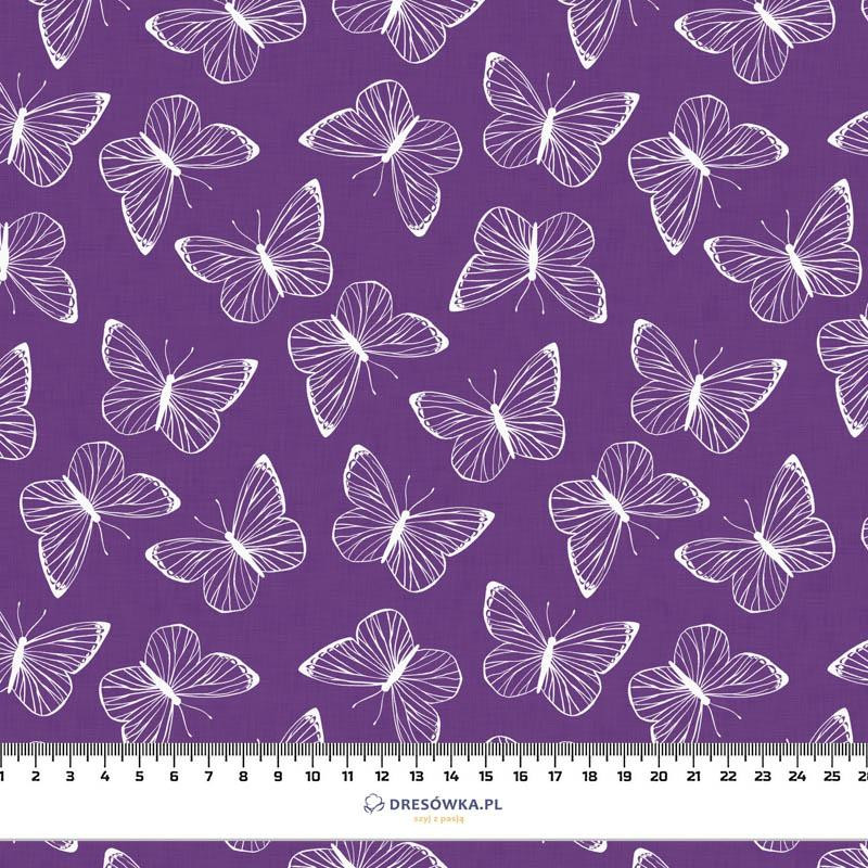 BUTTERFLIES / contour (PURPLE BUTTERFLIES) - Cotton woven fabric