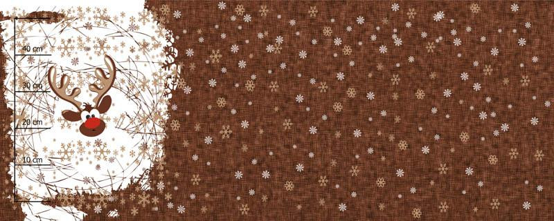 REINDEER / brown - THICK LOOPED KNIT PANORAMIC PANEL 