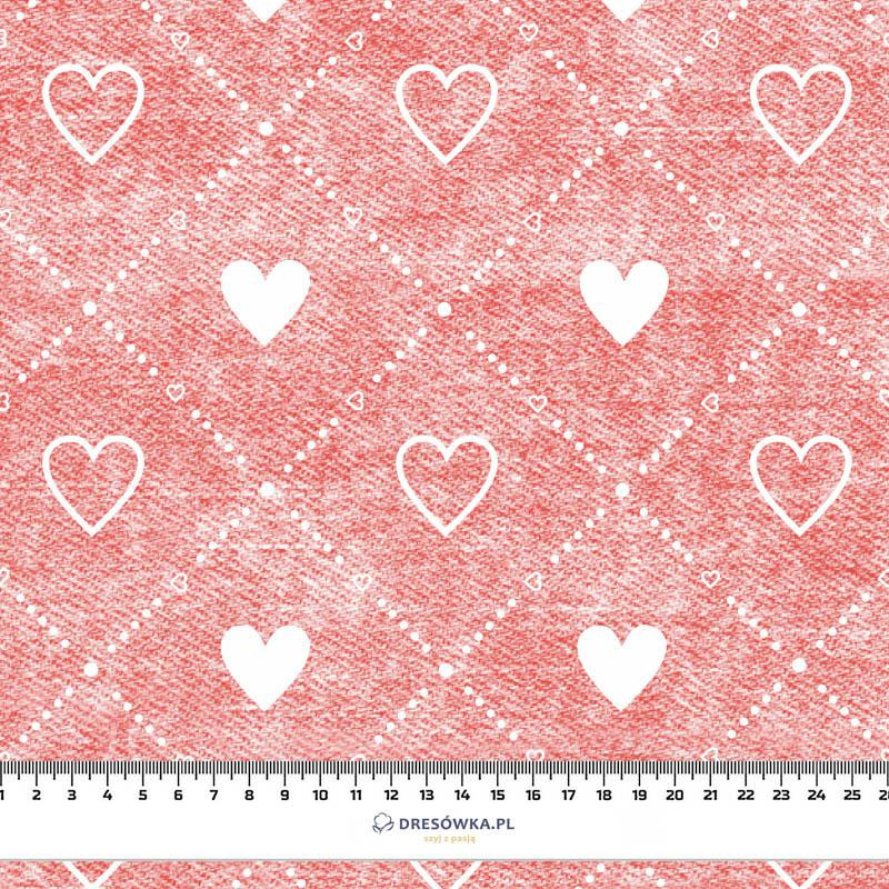 HEARTS AND RHOMBUSES / vinage look jeans (red) - Cotton woven fabric