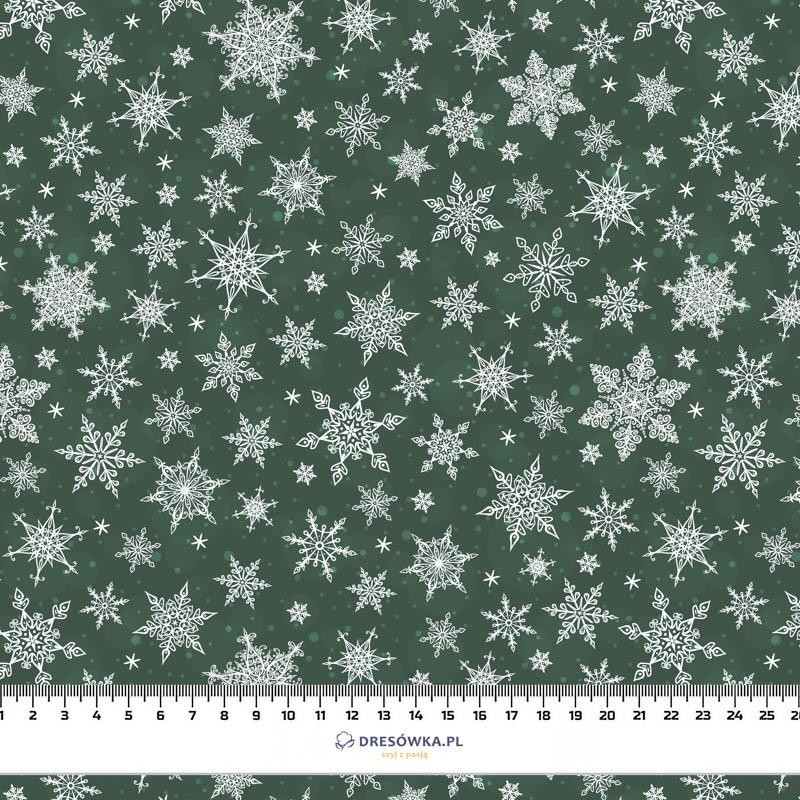 SNOWFLAKES PAT. 2 / bottled green - looped knit fabric