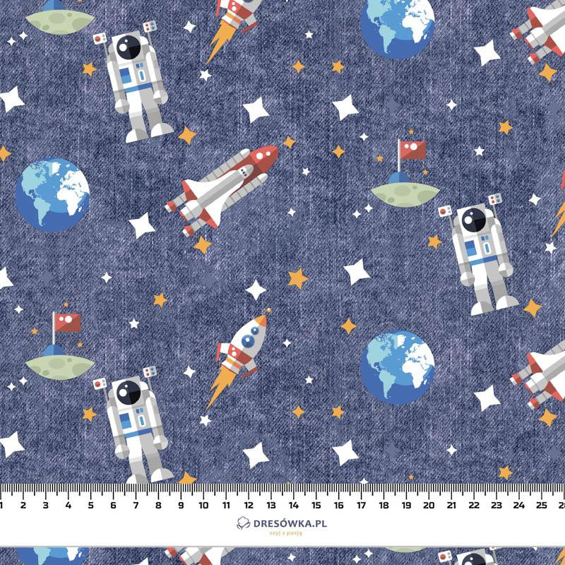100cm IN THE SPACE PAT. 2 (SPACE EXPEDITION) / ACID WASH DARK BLUE - Cotton woven fabric