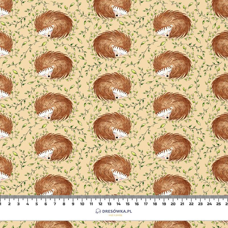 50cm SLEEPING HEDGEHOGS (SLEEPING ANIMALS) / sand  - organic looped knit fabric