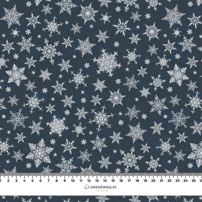 SNOWFLAKES PAT. 2 / navy - looped knit fabric