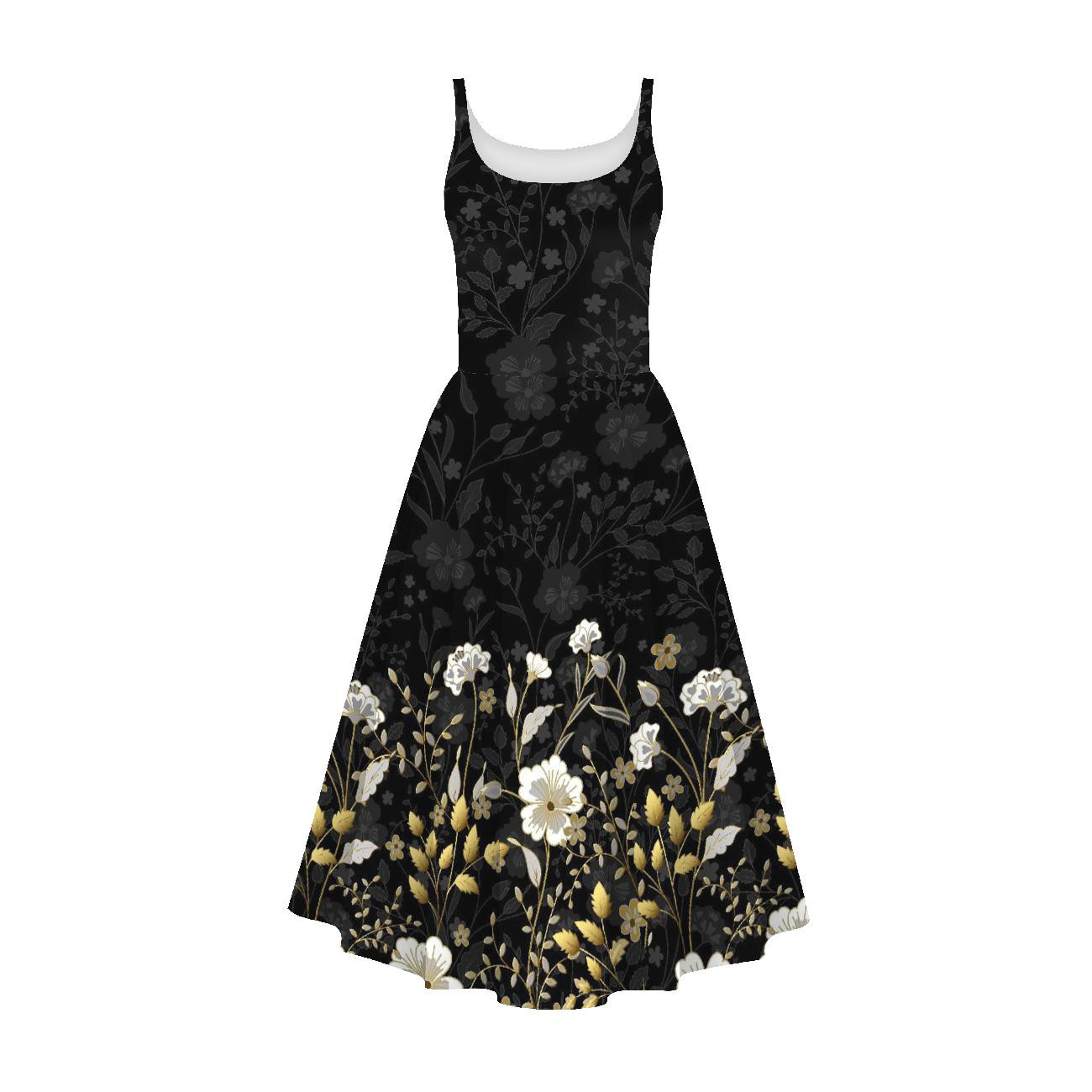 DRESS "ISABELLE" - FLOWERS (pattern no. 8) / black - sewing set