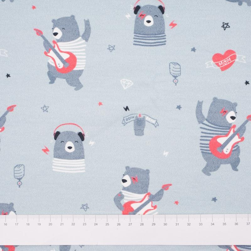 Rock N Roll bear / grey - looped knit 