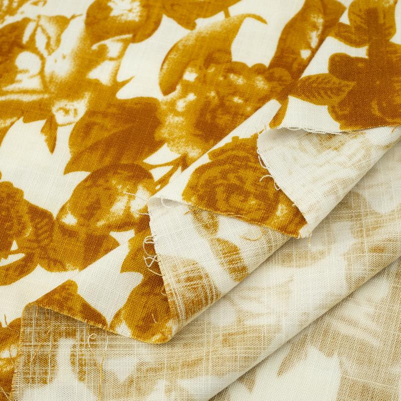 WILD ROSE / gold - Linen look viscose woven fabric