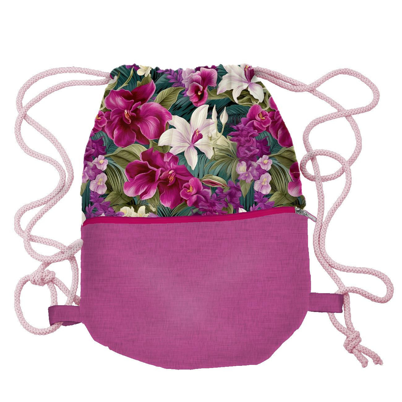 GYM BAG WITH POCKET - EXOTIC ORCHIDS PAT. 6 - sewing set