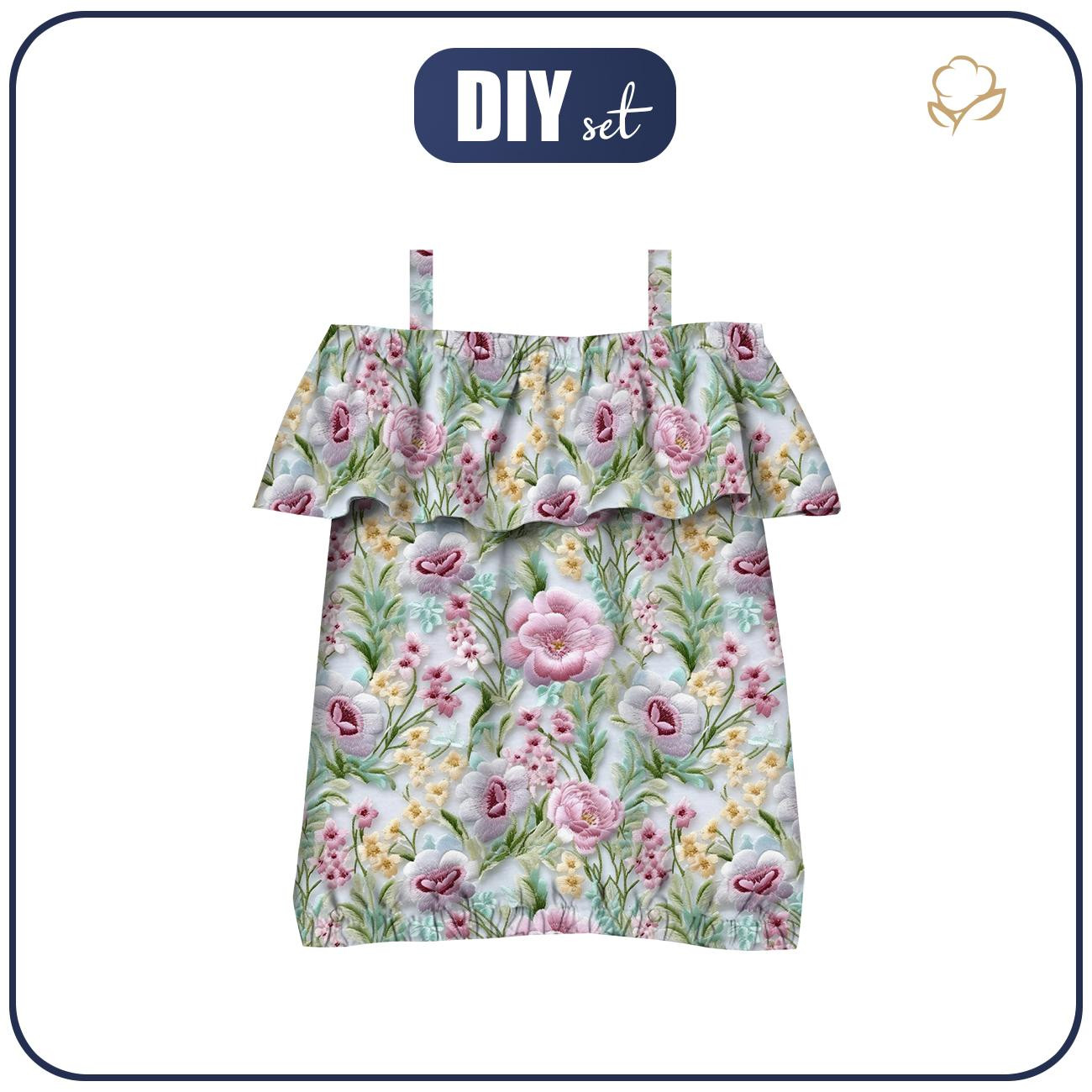 Bardot neckline blouse (SARA) - FLOWERS 3D WZ. 8 - sewing set