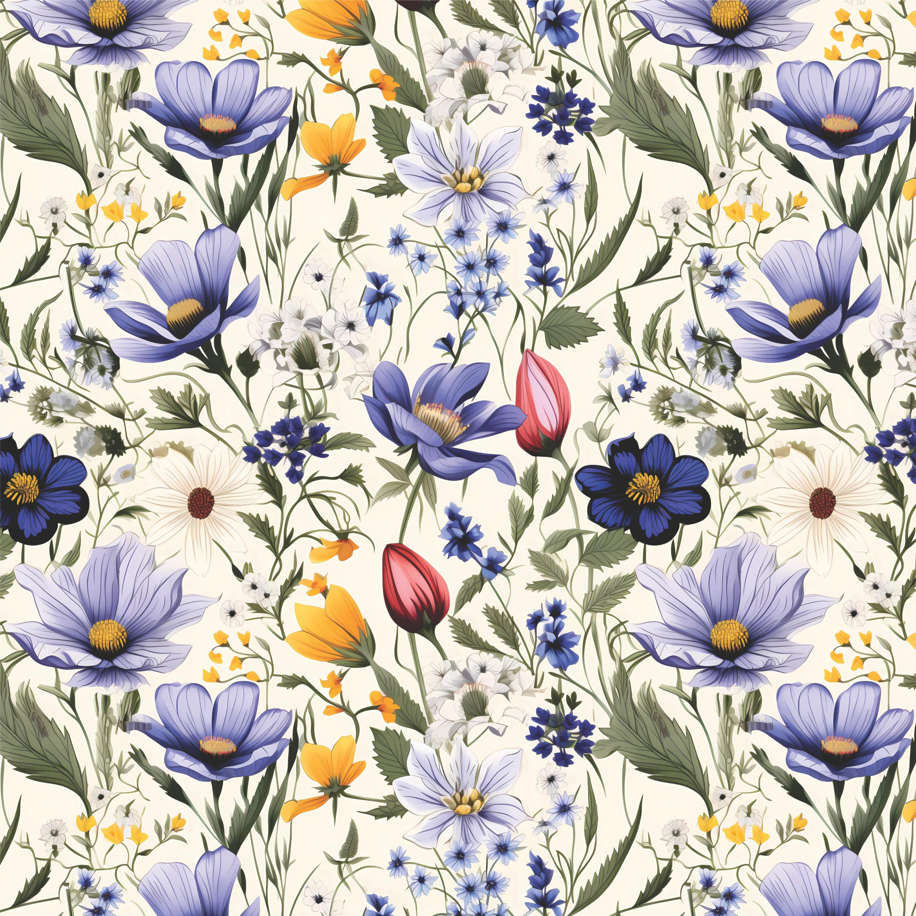 FLOWERS wz.4 - Woven Fabric for tablecloths