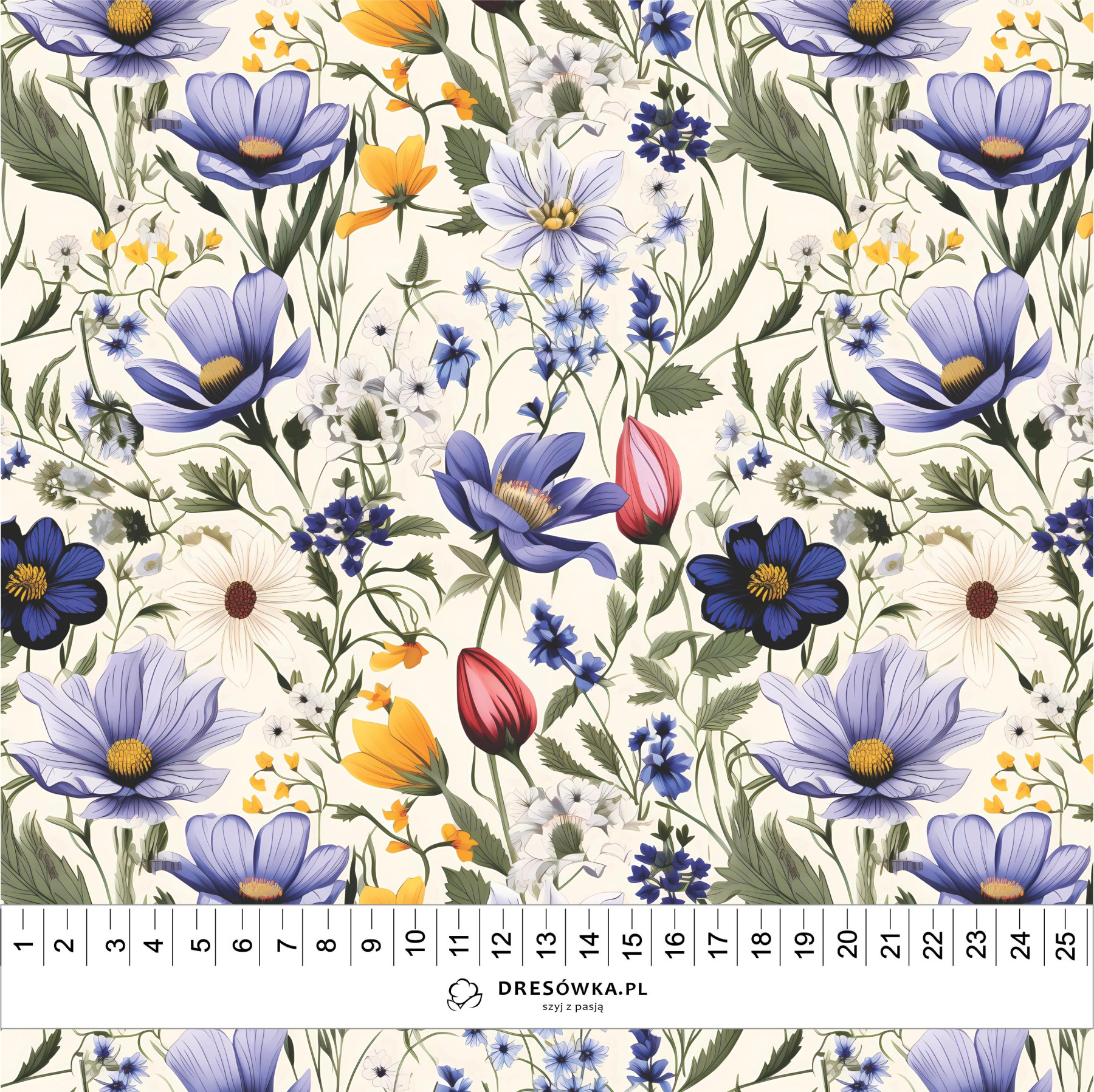 FLOWERS wz.4 - Cotton woven fabric