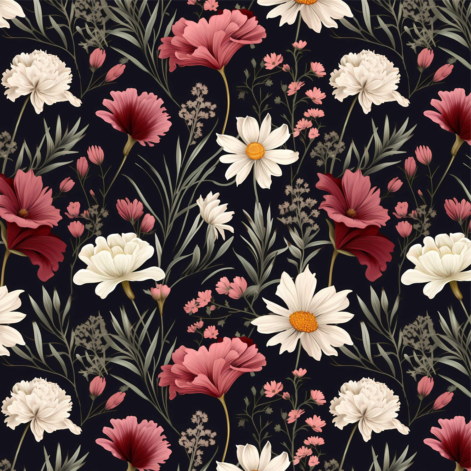 FLOWERS wz.7 - Woven Fabric for tablecloths