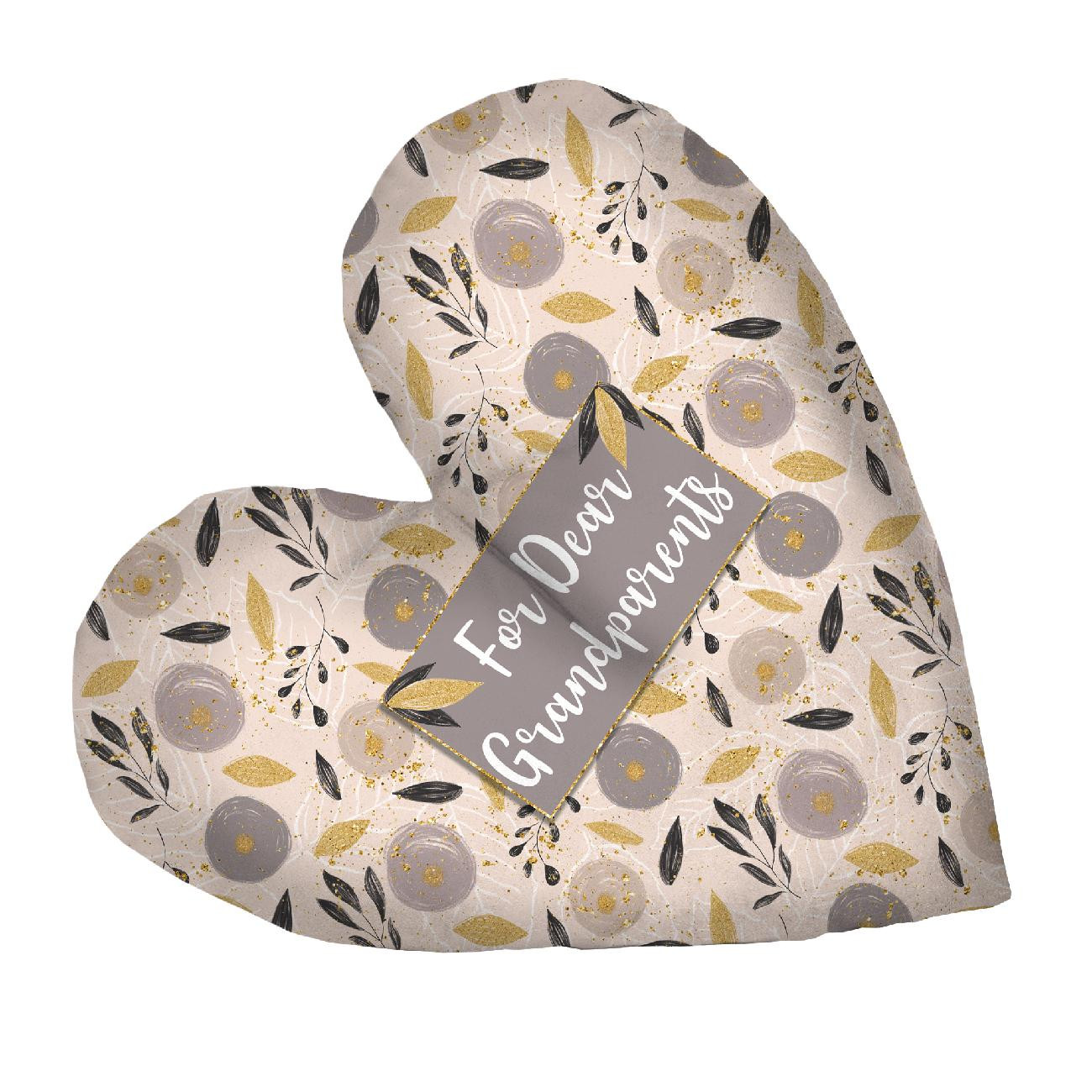 DECORATIVE PILLOW HEART - Dear Grandparents / FLOWERS pat. 8 (gold)