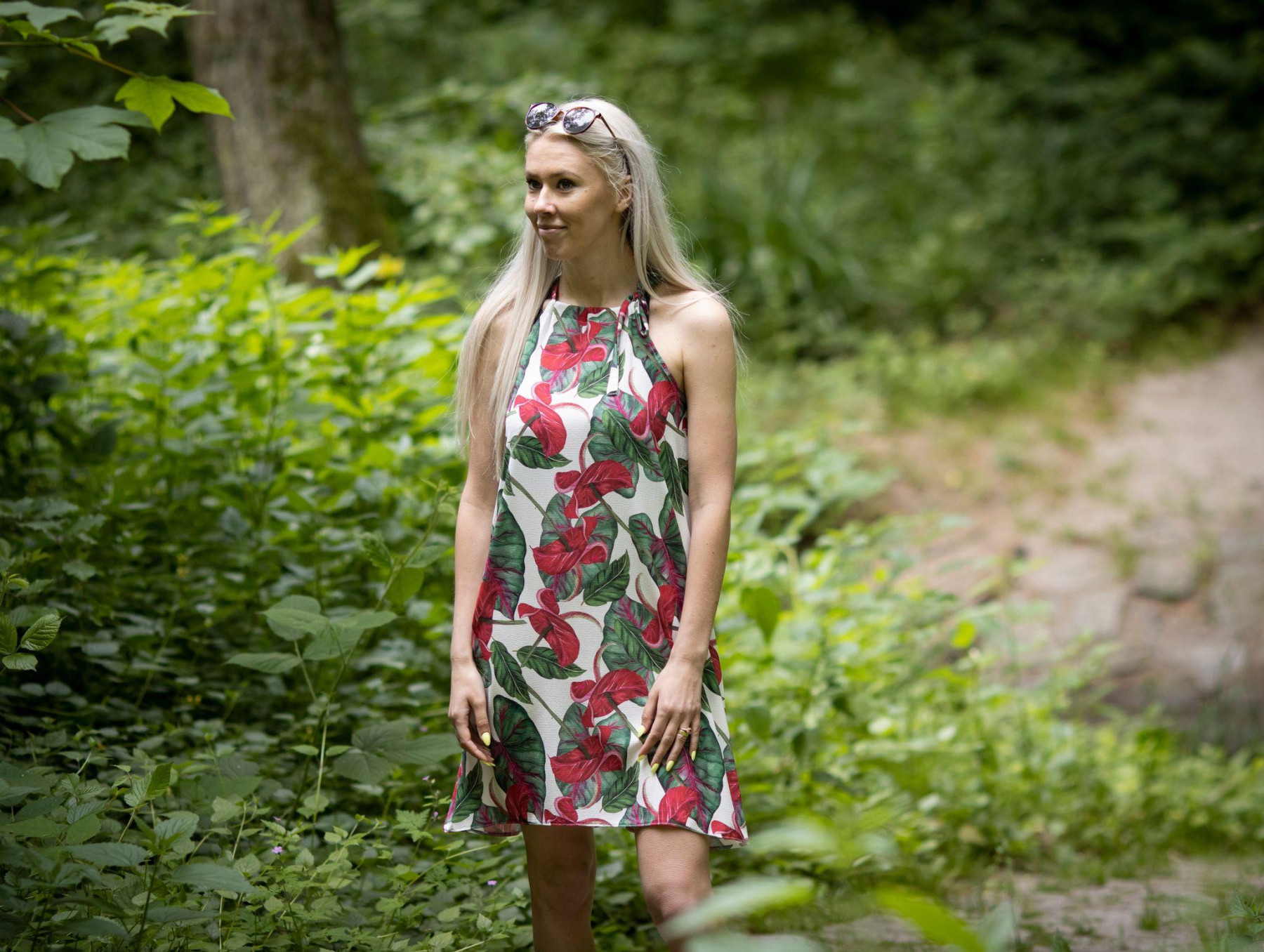 DRESS "DALIA" MINI - MANDALA pat. 5 / emerald - sewing set