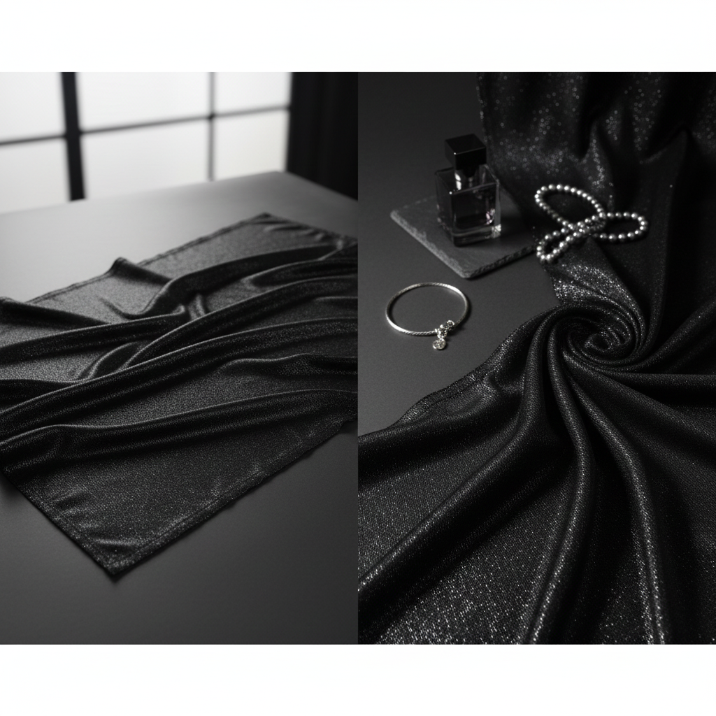 BLACK - lurex knit fabric