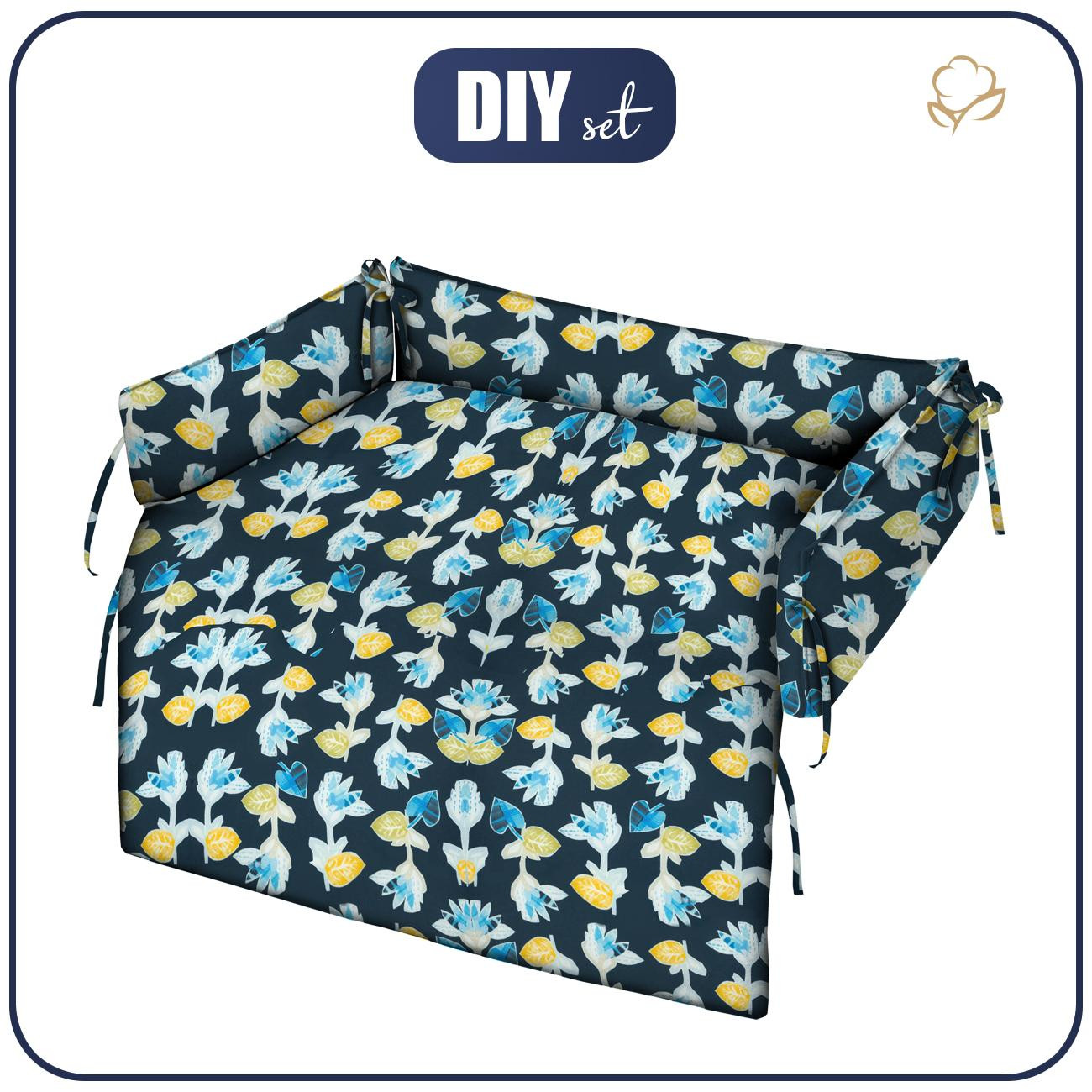 ANIMAL BED - GEOMETRICAL FLOWERS / navy - sewing set