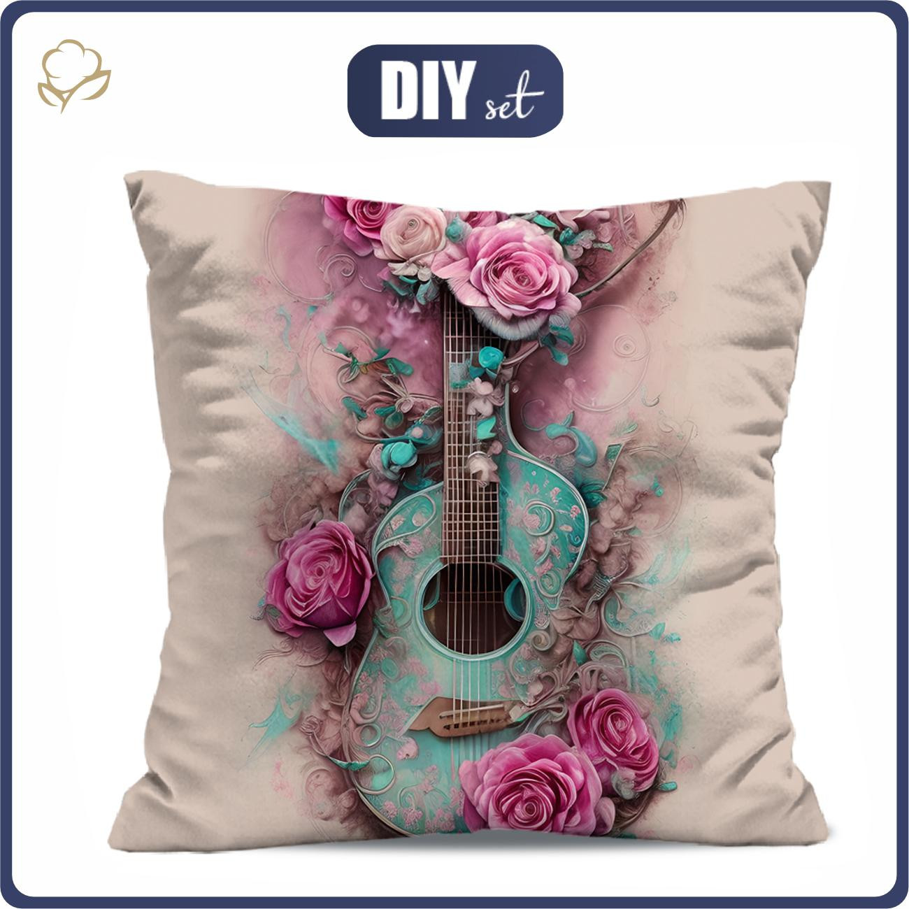 PILLOW 45X45 - GUITAR WITH ROSES - sewing set