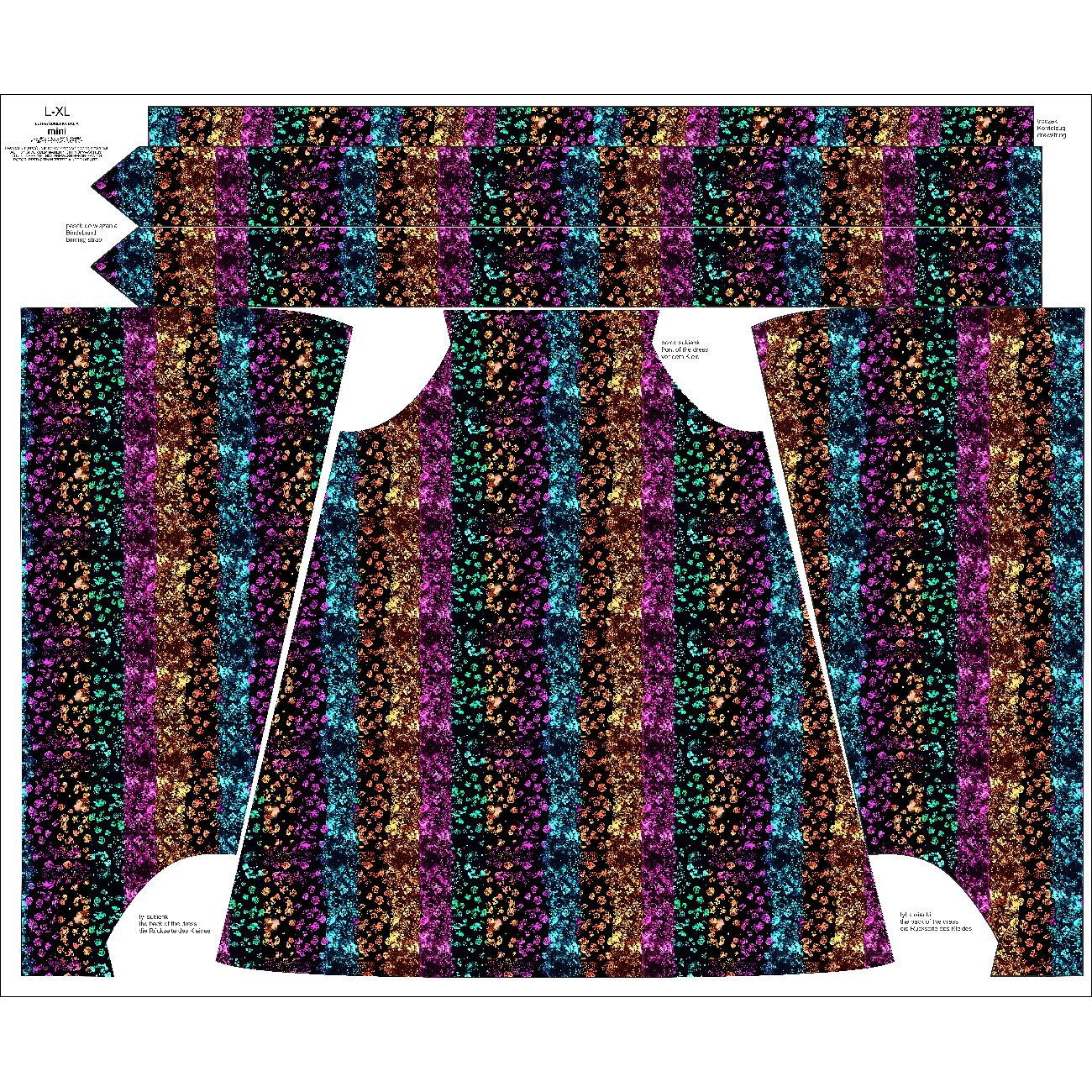 DRESS "DALIA" MINI - HOLOGRAPHIC RAINBOW pat. 6 - sewing set