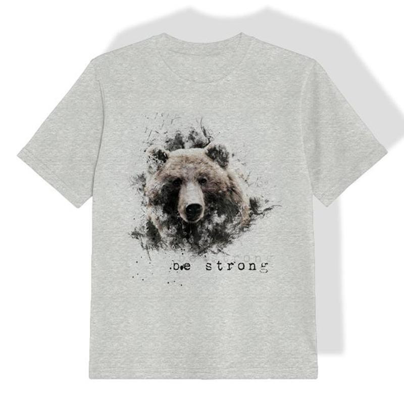KID’S T-SHIRT- BE STRONG (BE YOURSELF) - melange light grey-  single jersey