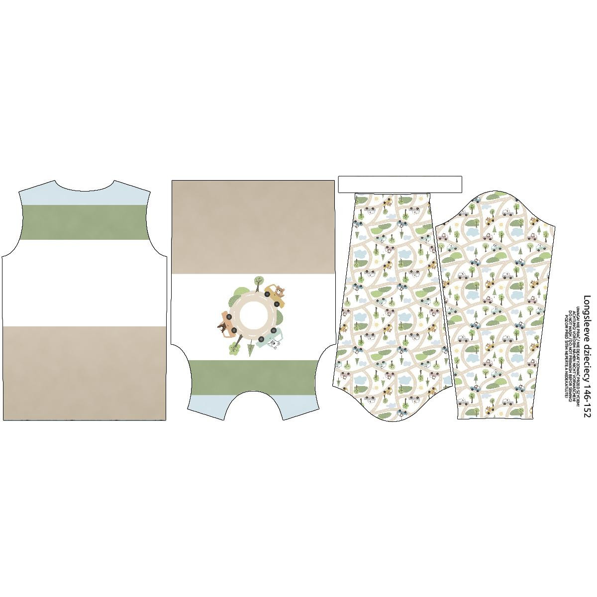 Longsleeve - COLORFUL CARS / roundabout (CITY BEARS) - sewing set