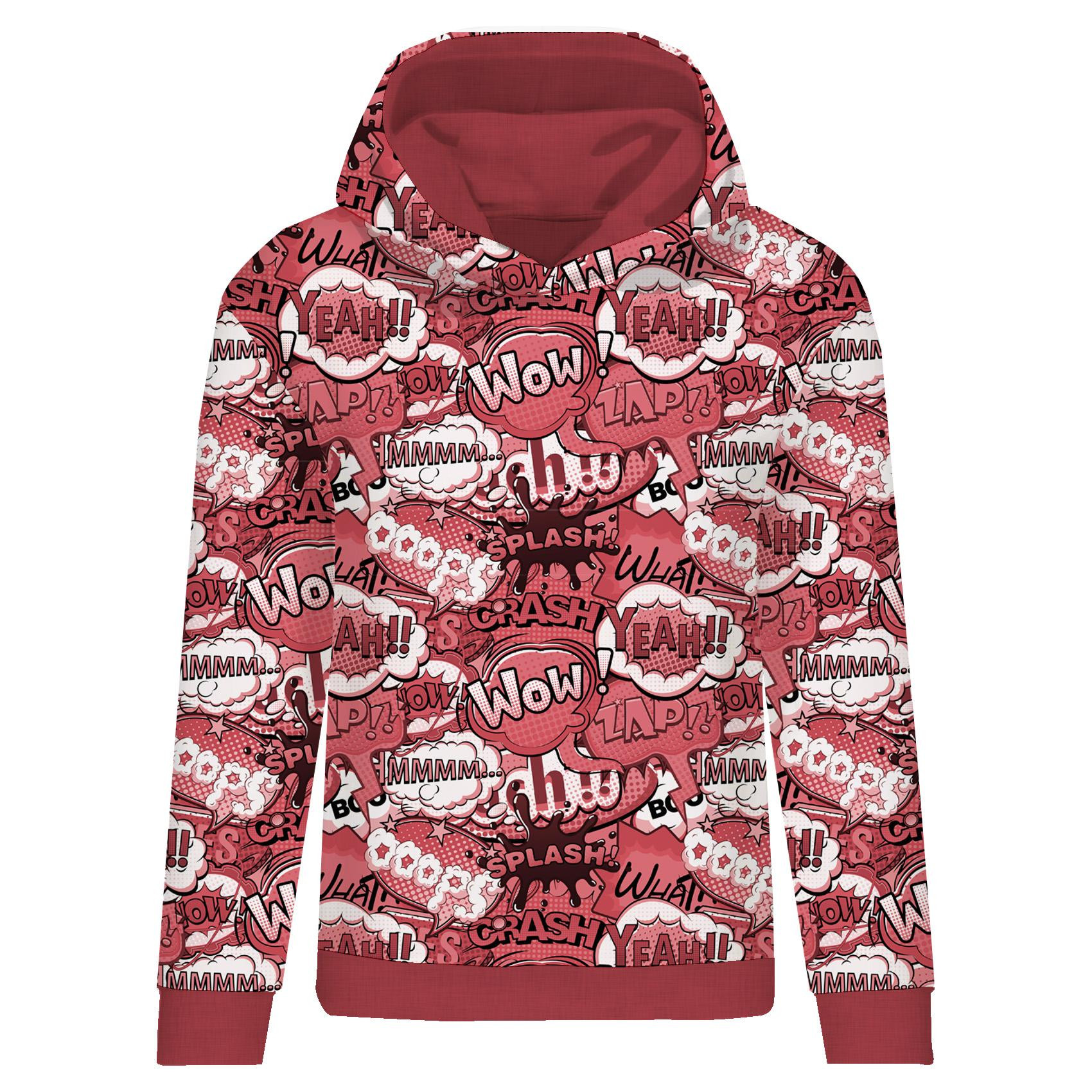 CLASSIC WOMEN’S HOODIE (POLA) - COMIC BOOK (red) - looped knit fabric 